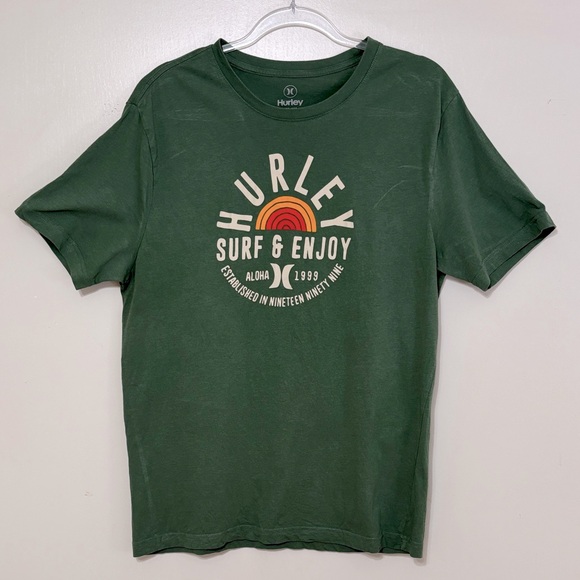 Hurley - Men's Green Surf & Enjoy T-Shirt - Picture 1 of 4